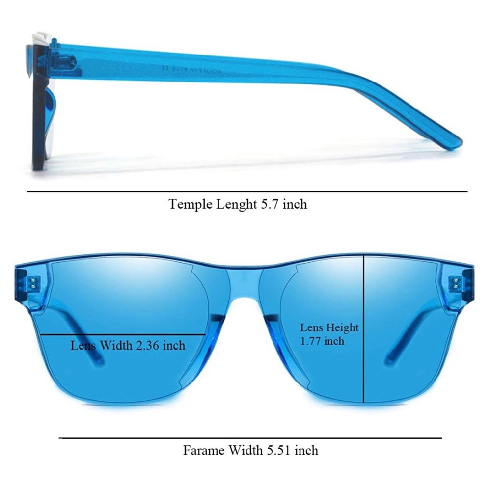 Rimless Wayfarer Sunglasses Retro Sky Blue Classic - Picture 4 of 4